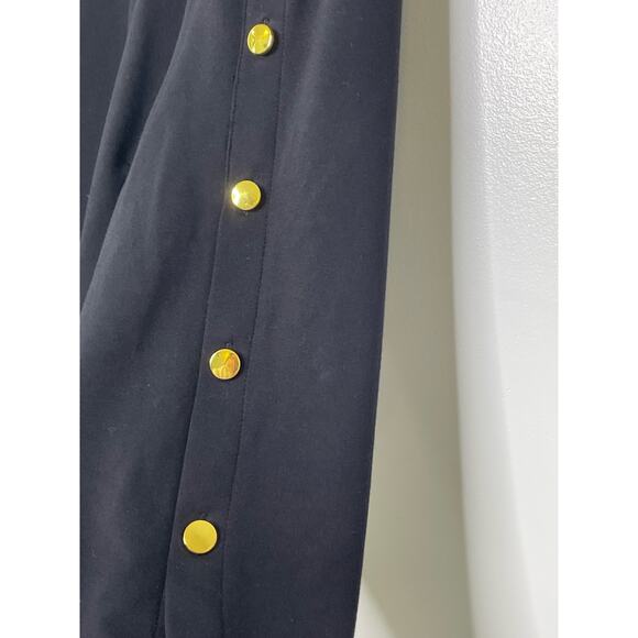 Liz Claiborne Blouse Scoop Neck Gold Button Sleeve‎ Pullover Stretch Black XL - Picture 6 of 10